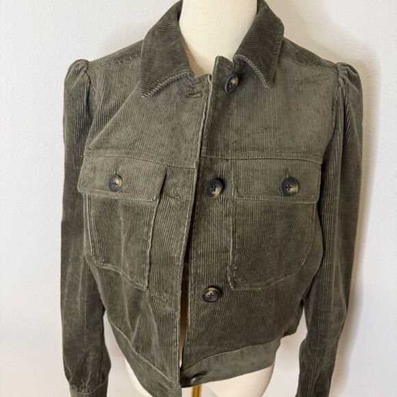 [Boden] Dark Green Cropped Corduroy Utility Jacket - Size 8 - Picture 2 of 6